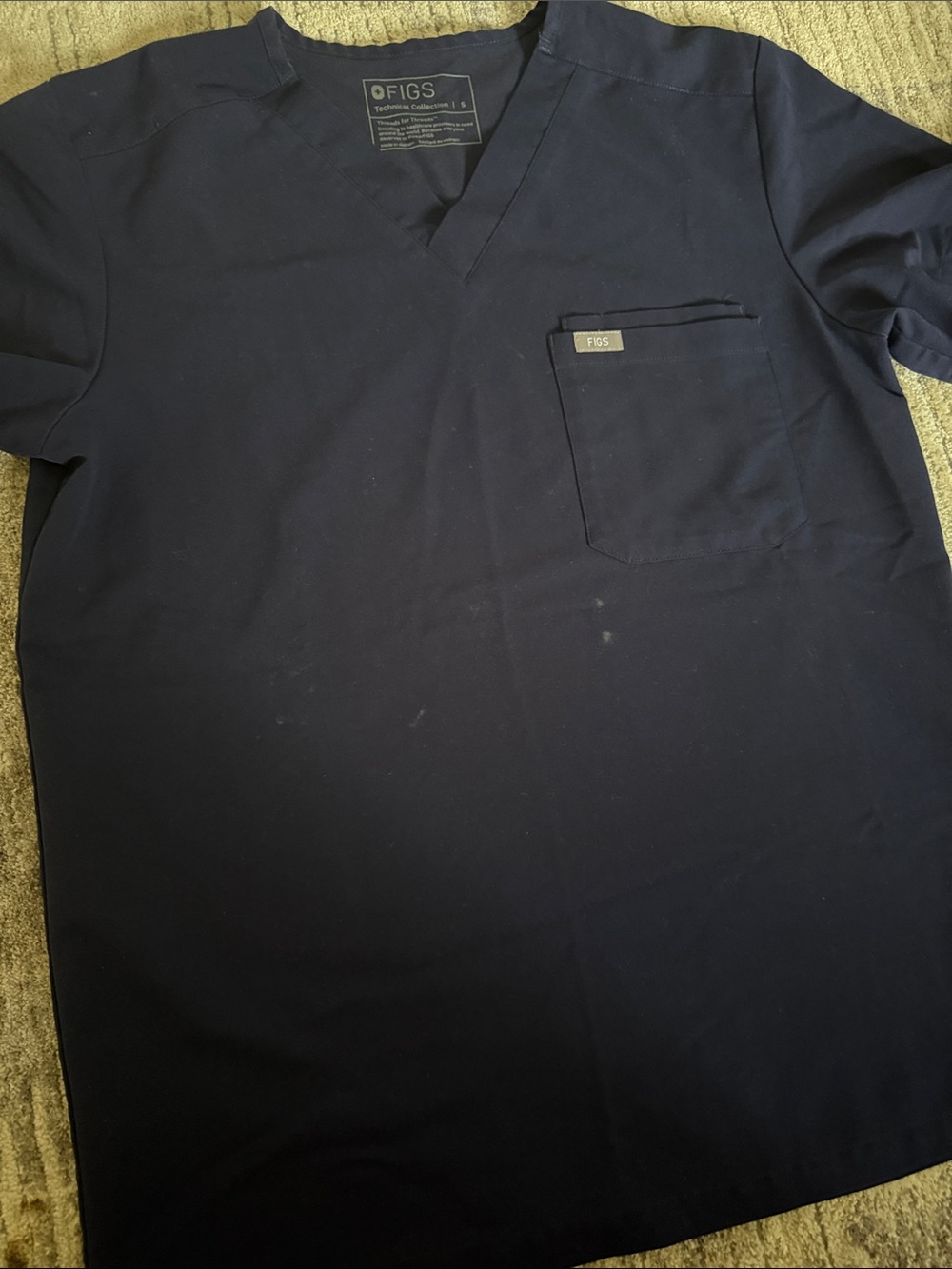Figs Women’s Navy Scrub Top and Jogger Pants with Cream Drawstrings - Technical - Picture 5 of 16